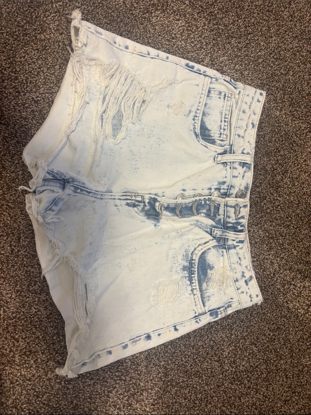 Distressed Acid-Wash White Denim Women’s Shorts